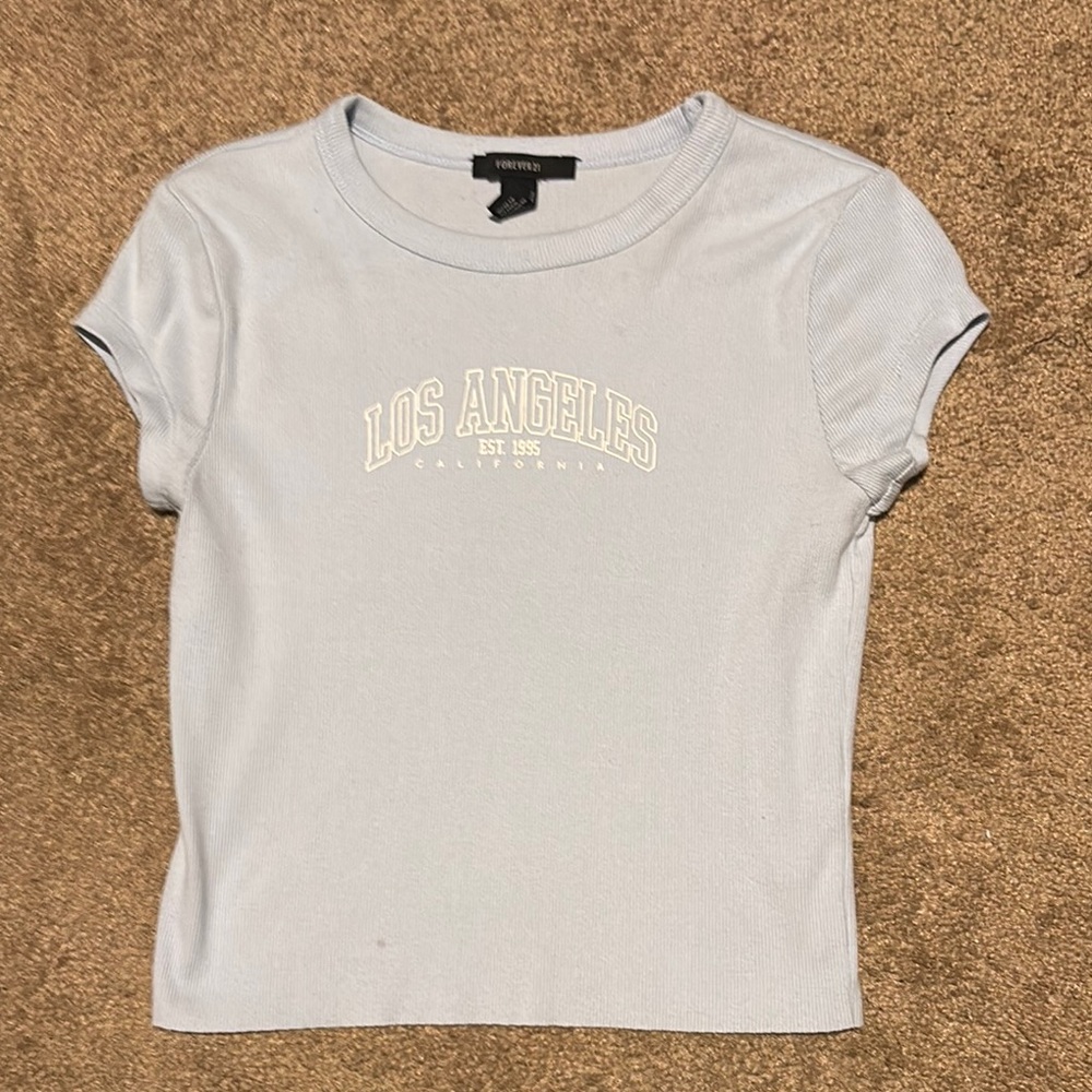 Cute Forever 21 Los Angeles light blue top
